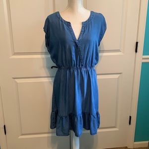 Denim dress- knee length, short sleeve.